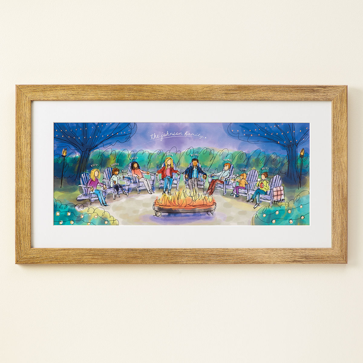 Family Fire Pit Art - Barnwood Frame
