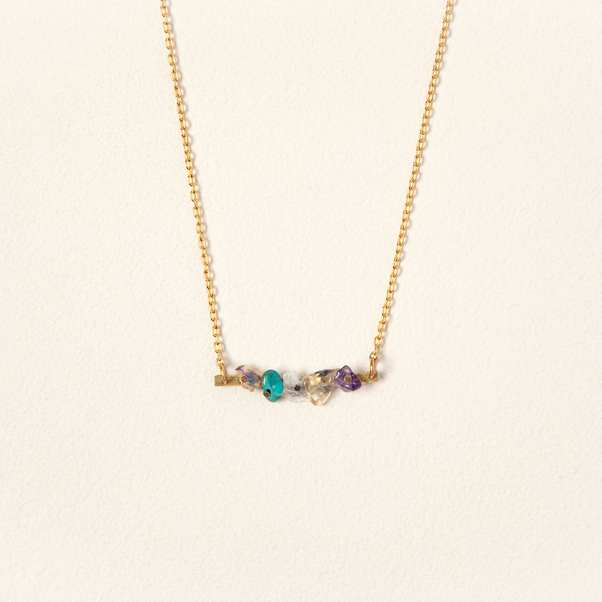 Custom Raw Birthstone Necklace - Five Birthstones