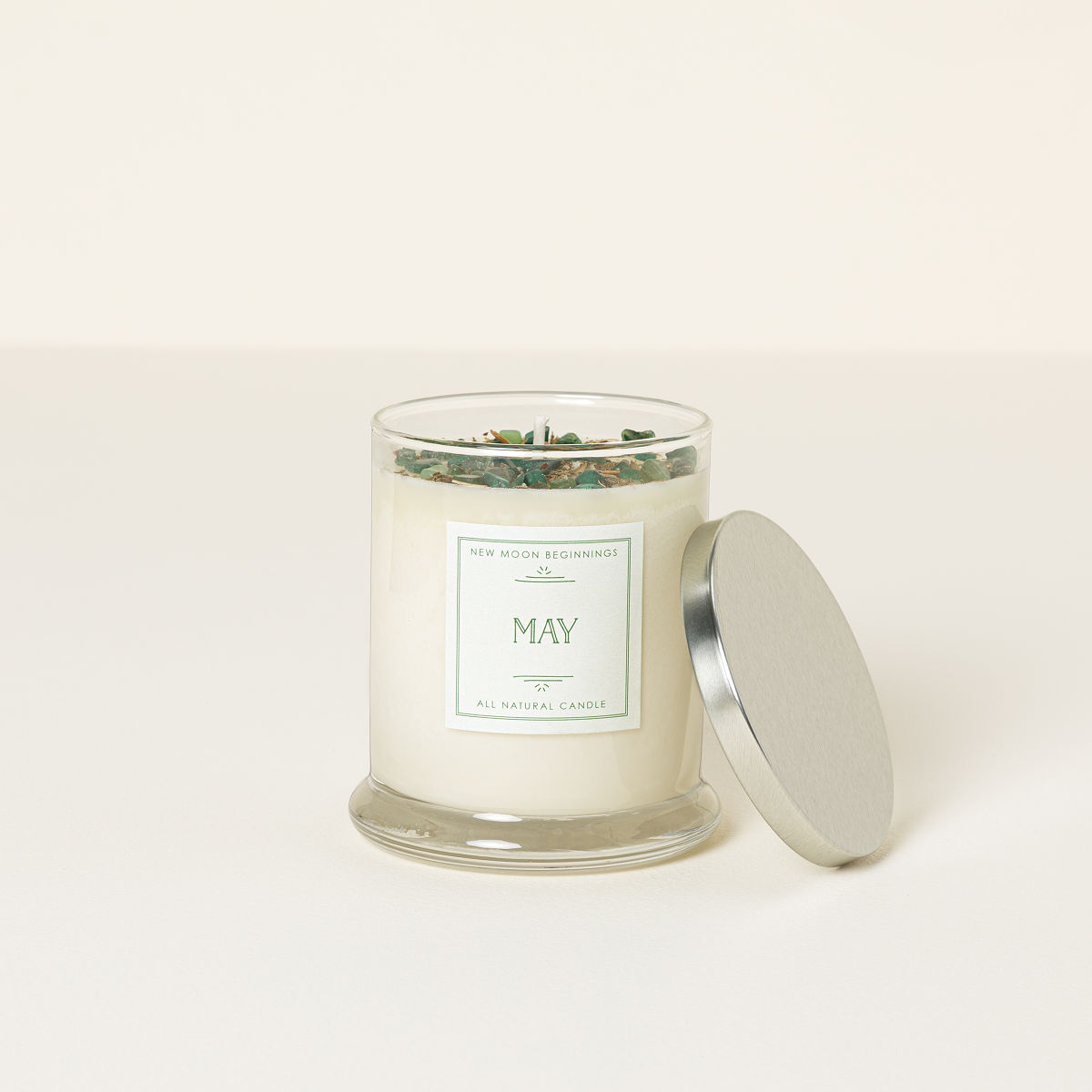 Birth Month Gemstone & Flower Candle - May- Emerald & Lilly of the Valley