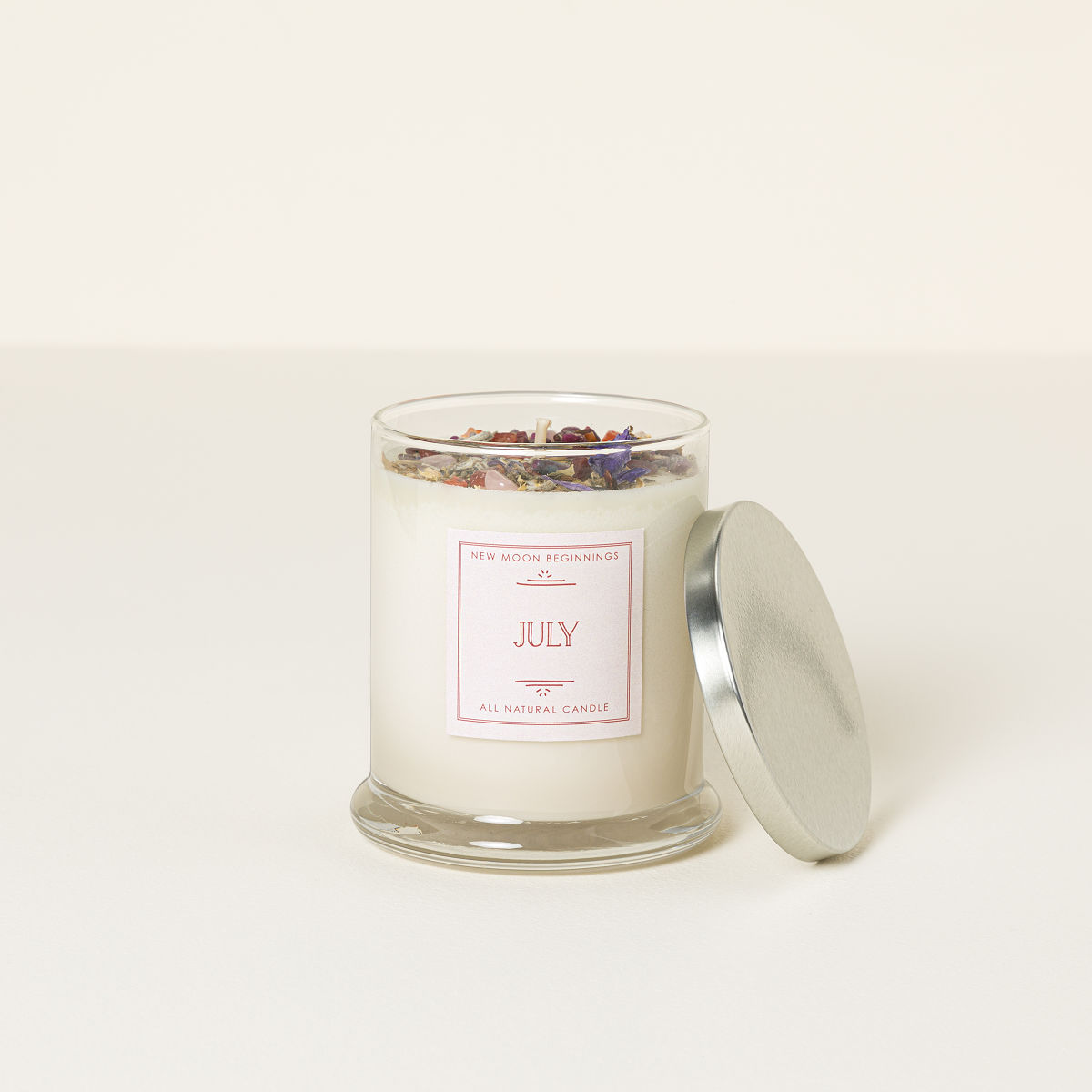 Birth Month Gemstone & Flower Candle - July- Ruby & Larkspur