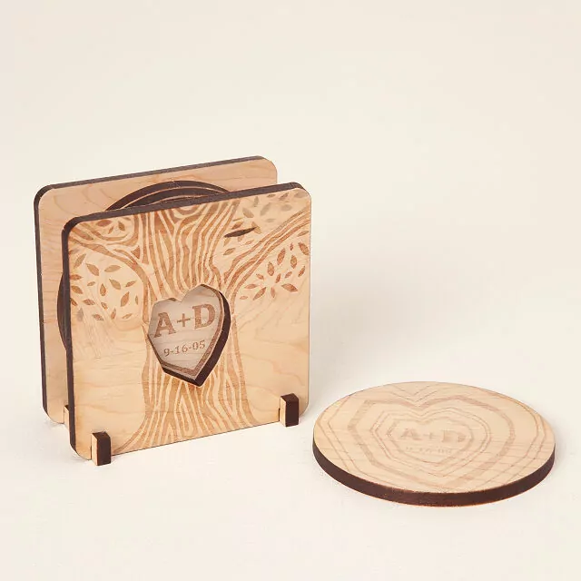 Carved with Love Personalized Coasters Coasters Goods