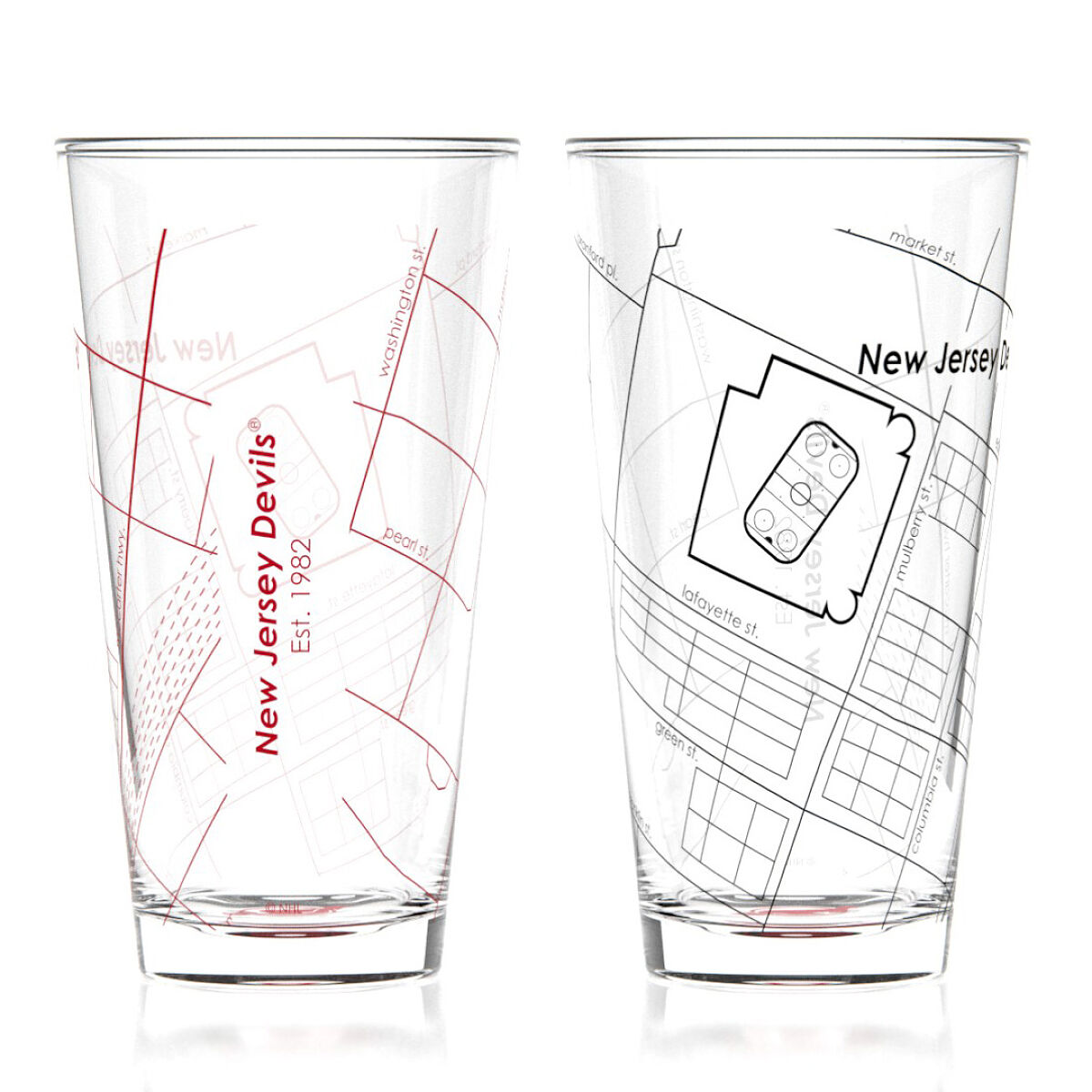 NHL Arena Map Pint Glasses - Set of 2 - New Jersey Devils