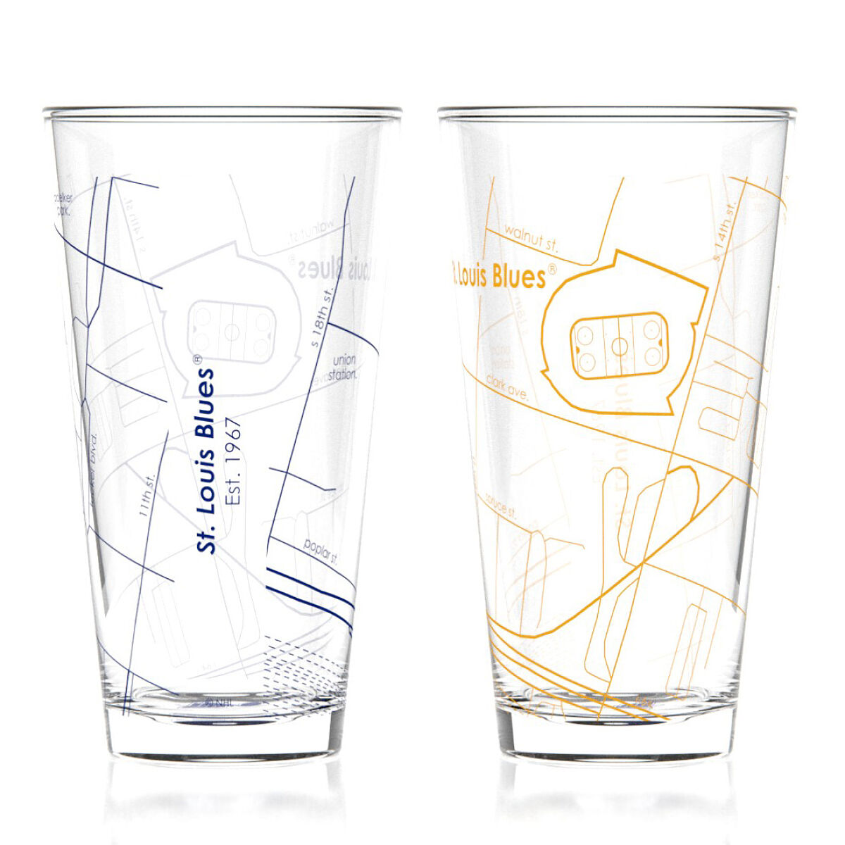 NHL Arena Map Pint Glasses - Set of 2 - St. Louis Blues