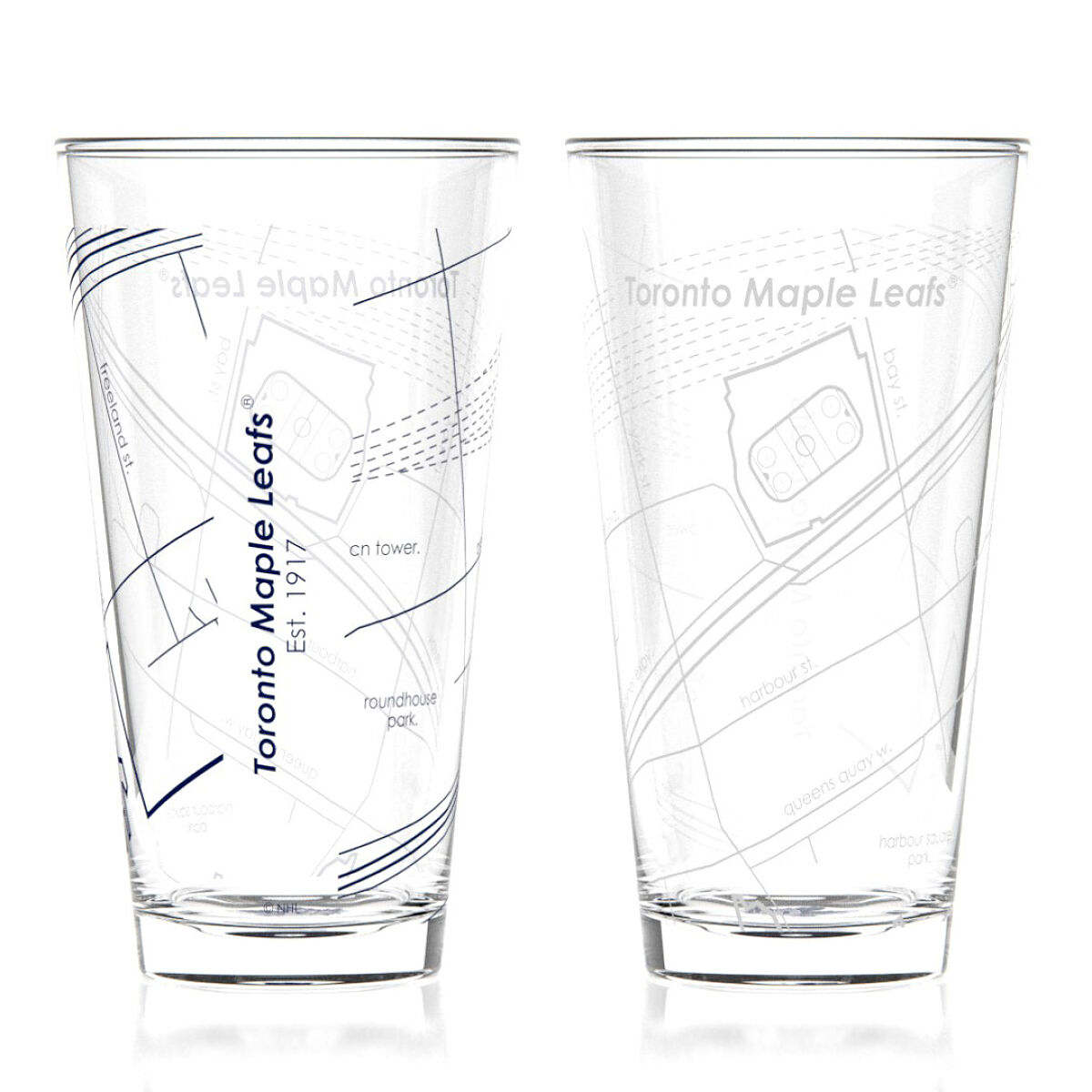 NHL Arena Map Pint Glasses - Set of 2 - Toronto Maple Leafs