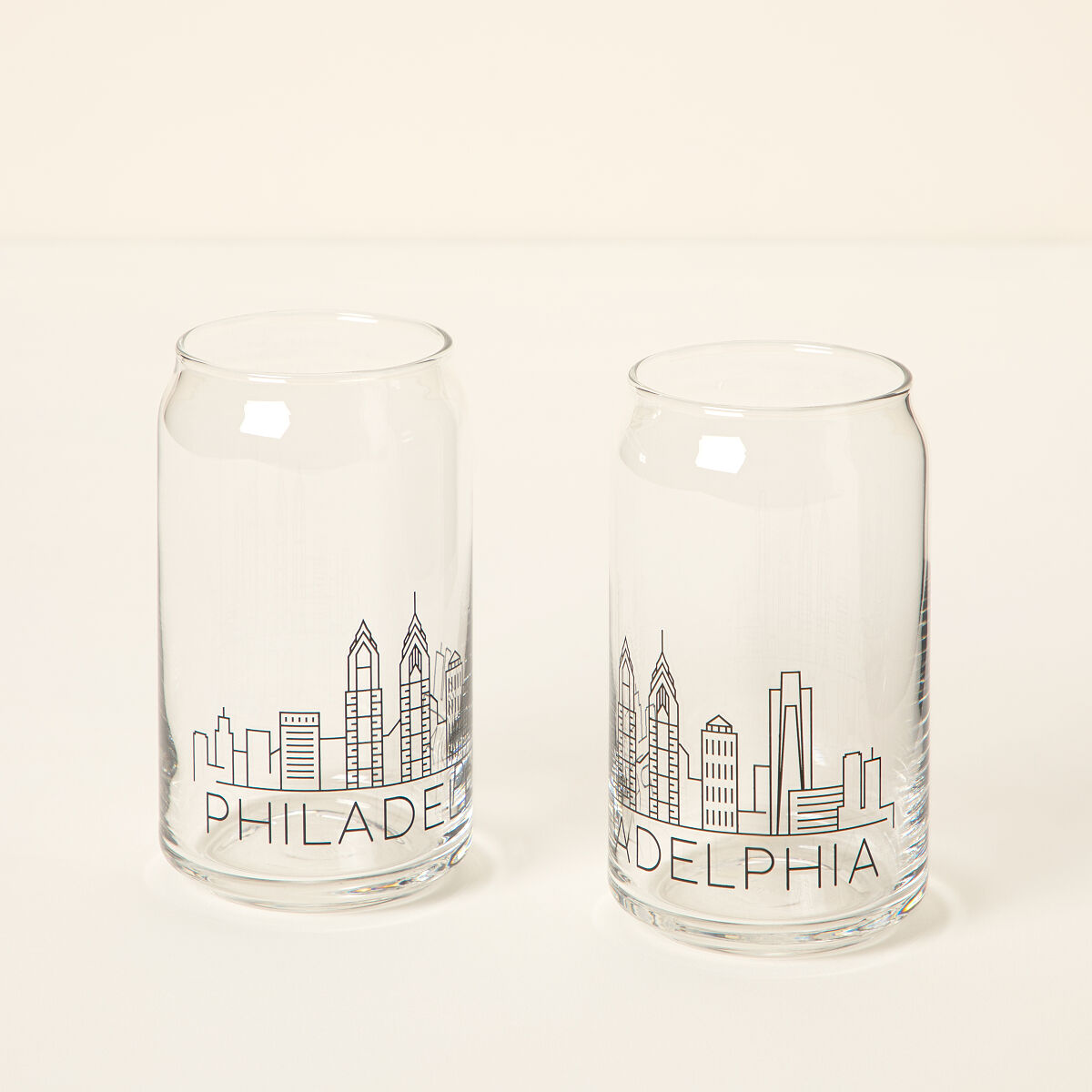 City Skyline Beer Glasses - Set of 2 - Philadelphia