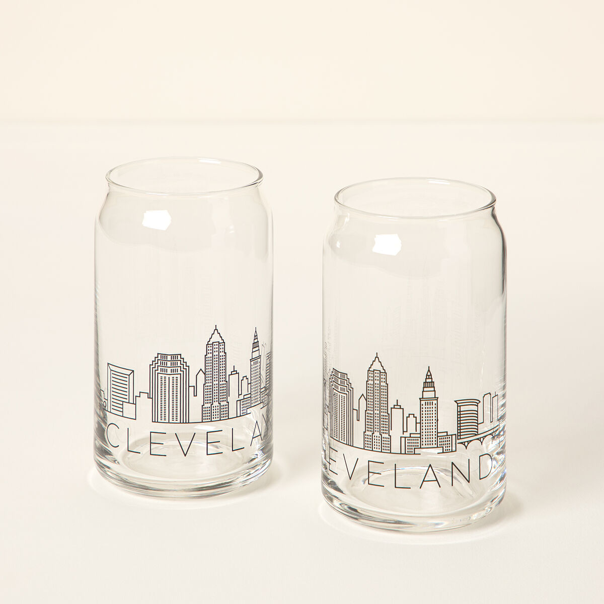 City Skyline Beer Glasses - Set of 2 - Cleveland