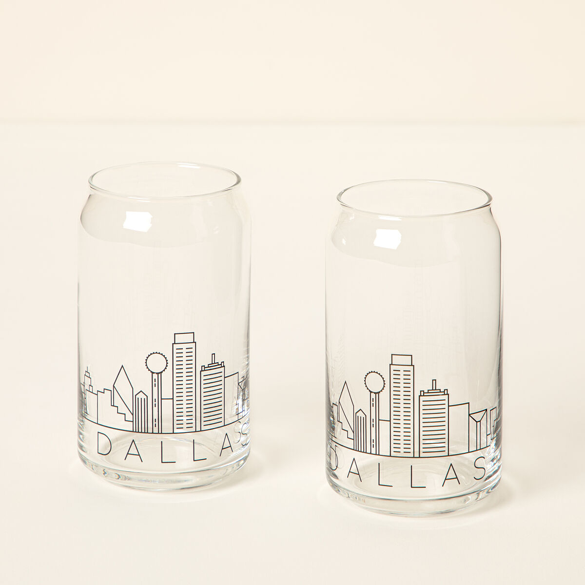 City Skyline Beer Glasses - Set of 2 - Dallas