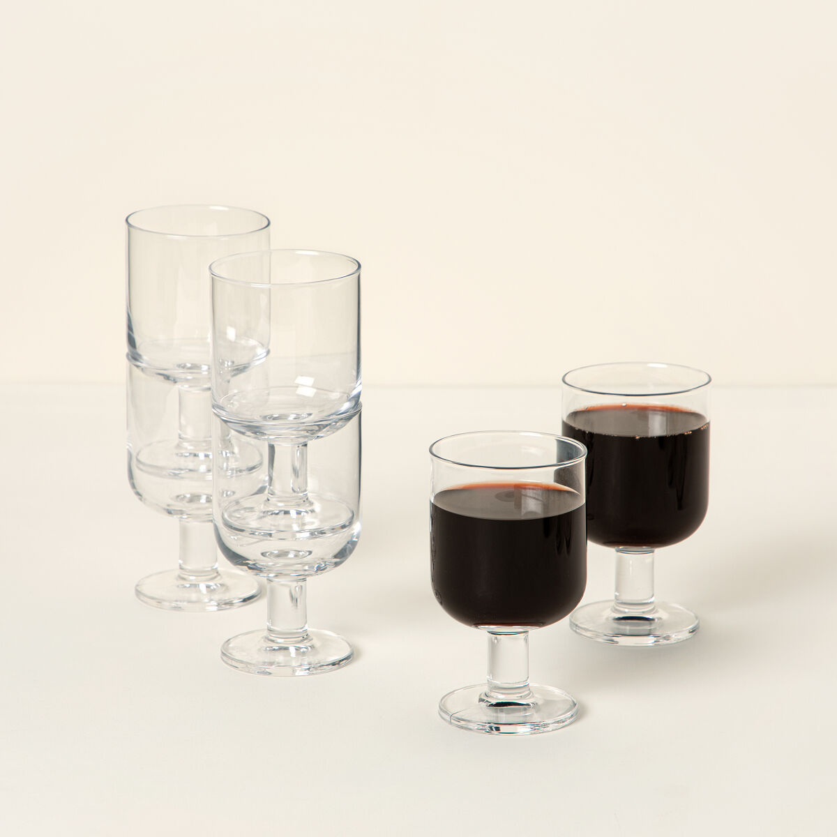 Stackable Wine Glasses - Set of 6 - Wine Glasses - 95 Oz