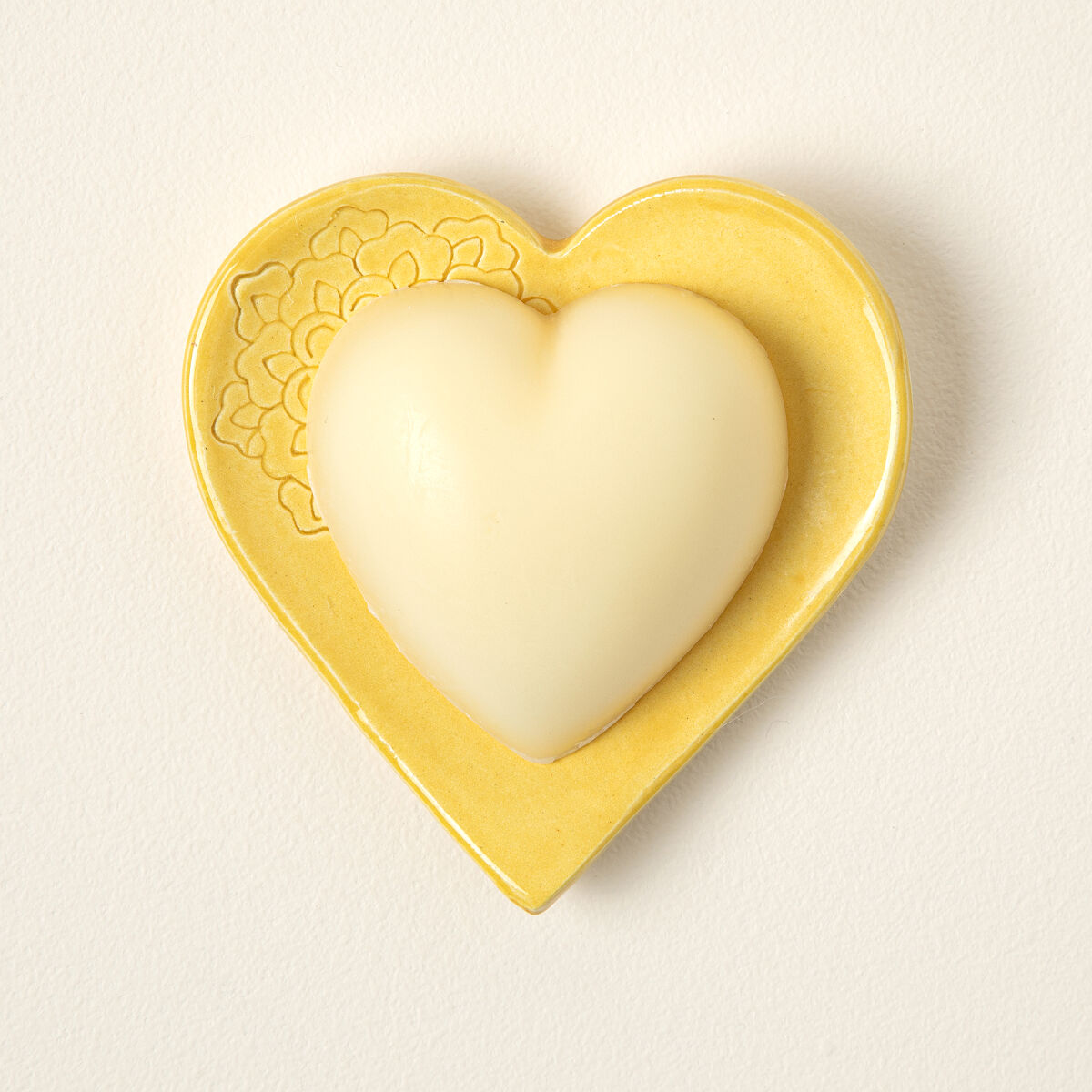 Handmade Heart-Shaped Balm with Dish - Coco Mango Balm/Yellow Dish