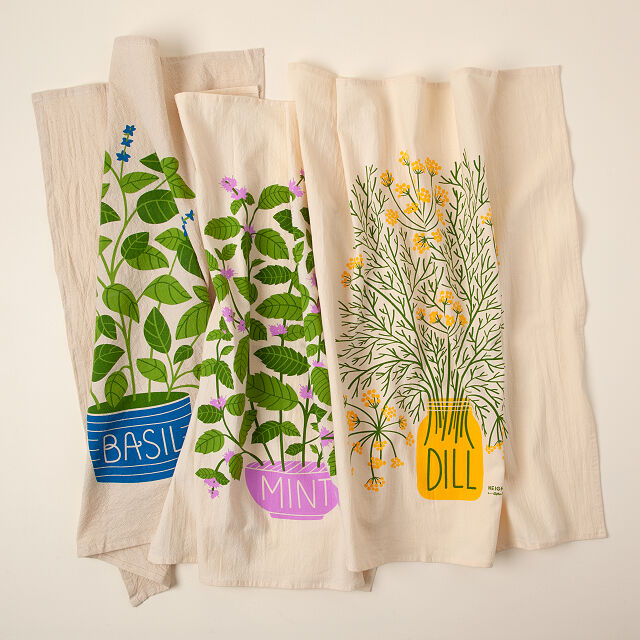 Flowering Herb Kitchen Towels Set of 3 Goods