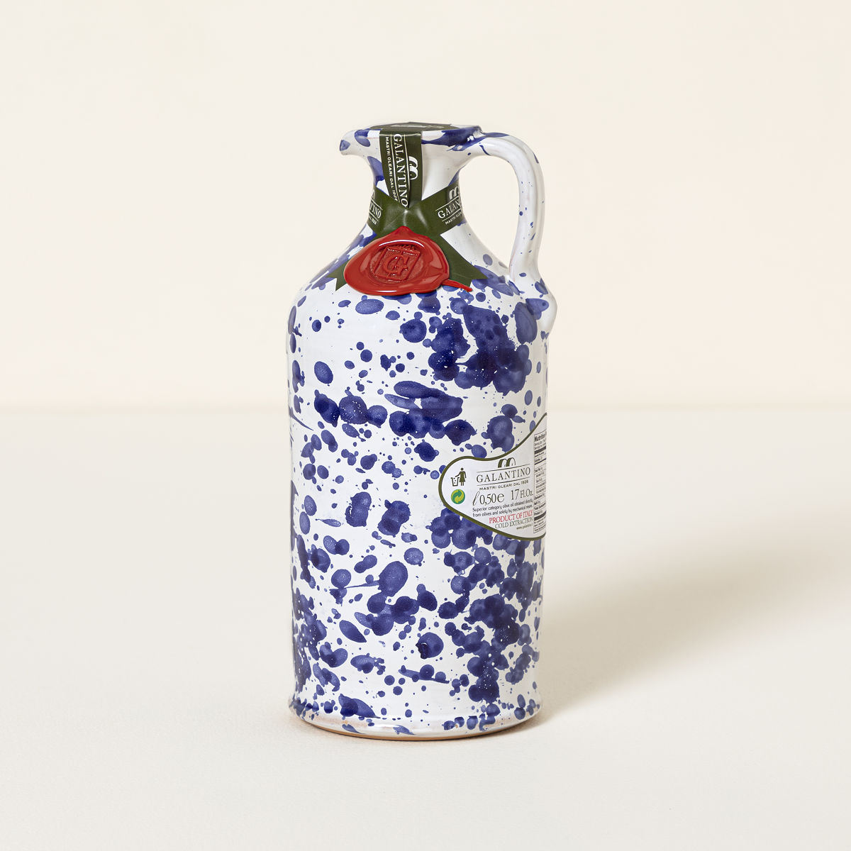 Italian Olive Oil & Hand-Painted Ceramic Vessel - Cobalt Blue