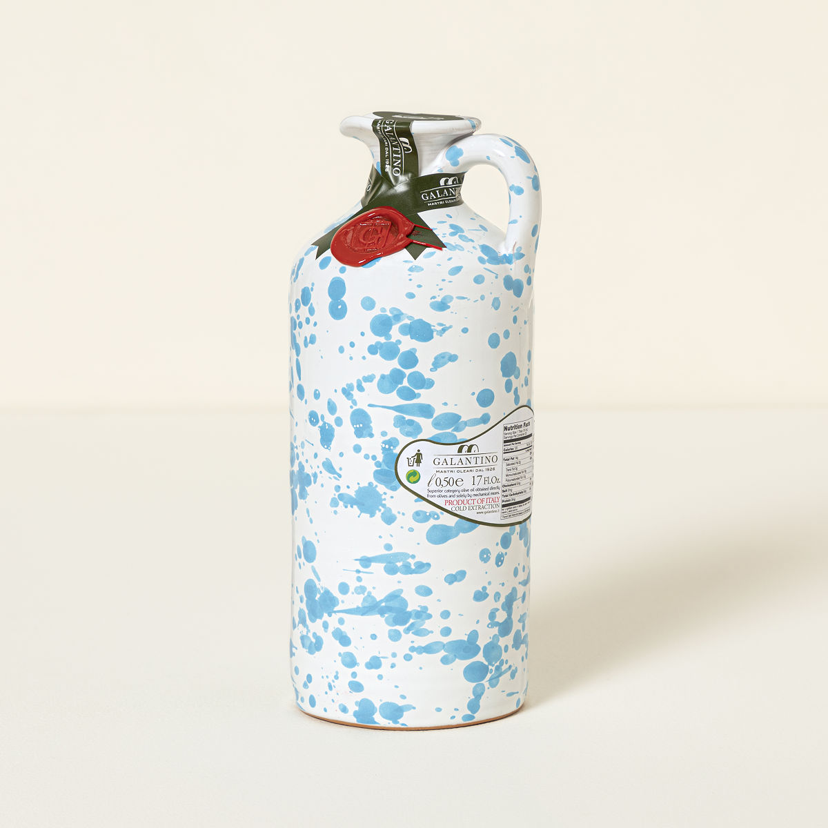 Italian Olive Oil & Hand-Painted Ceramic Vessel - Turquoise