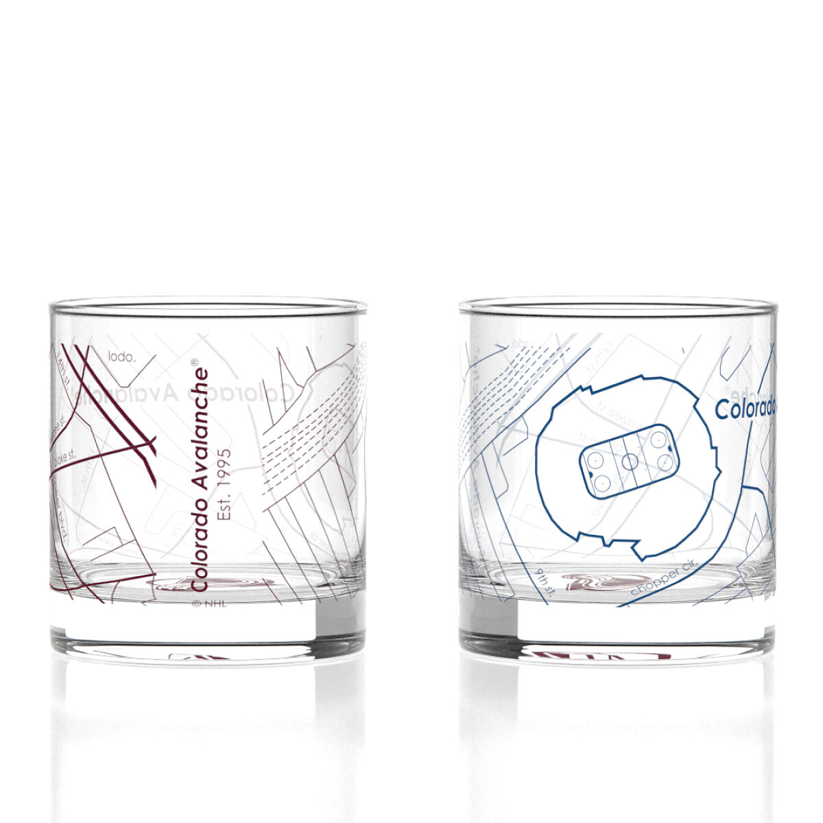NHL Arena Map Glasses - Set of 2 - Colorado Avalanche