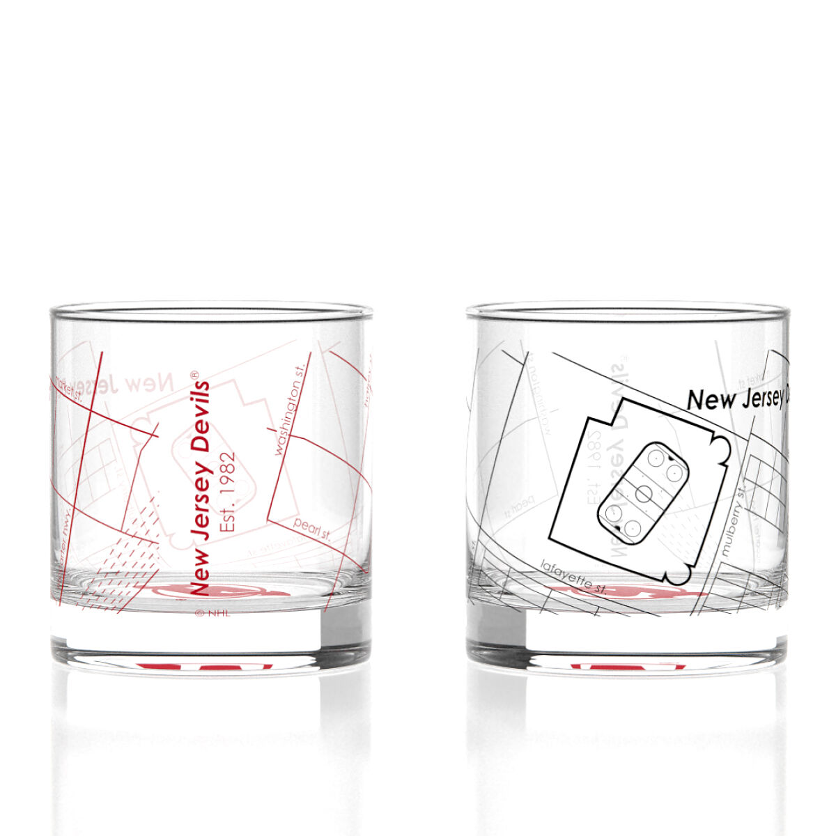NHL Arena Map Glasses - Set of 2 - New Jersey Devils
