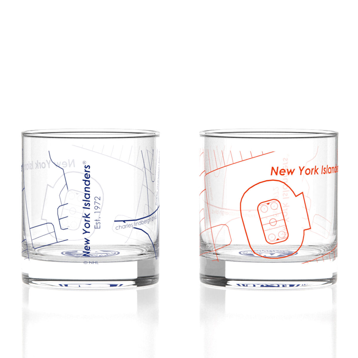 NHL Arena Map Glasses - Set of 2 - New York Islanders