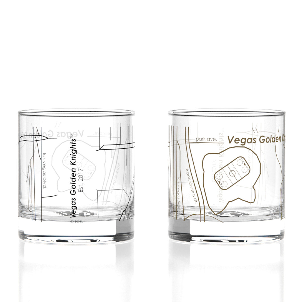 NHL Arena Map Glasses - Set of 2 - Vegas Golden Knights