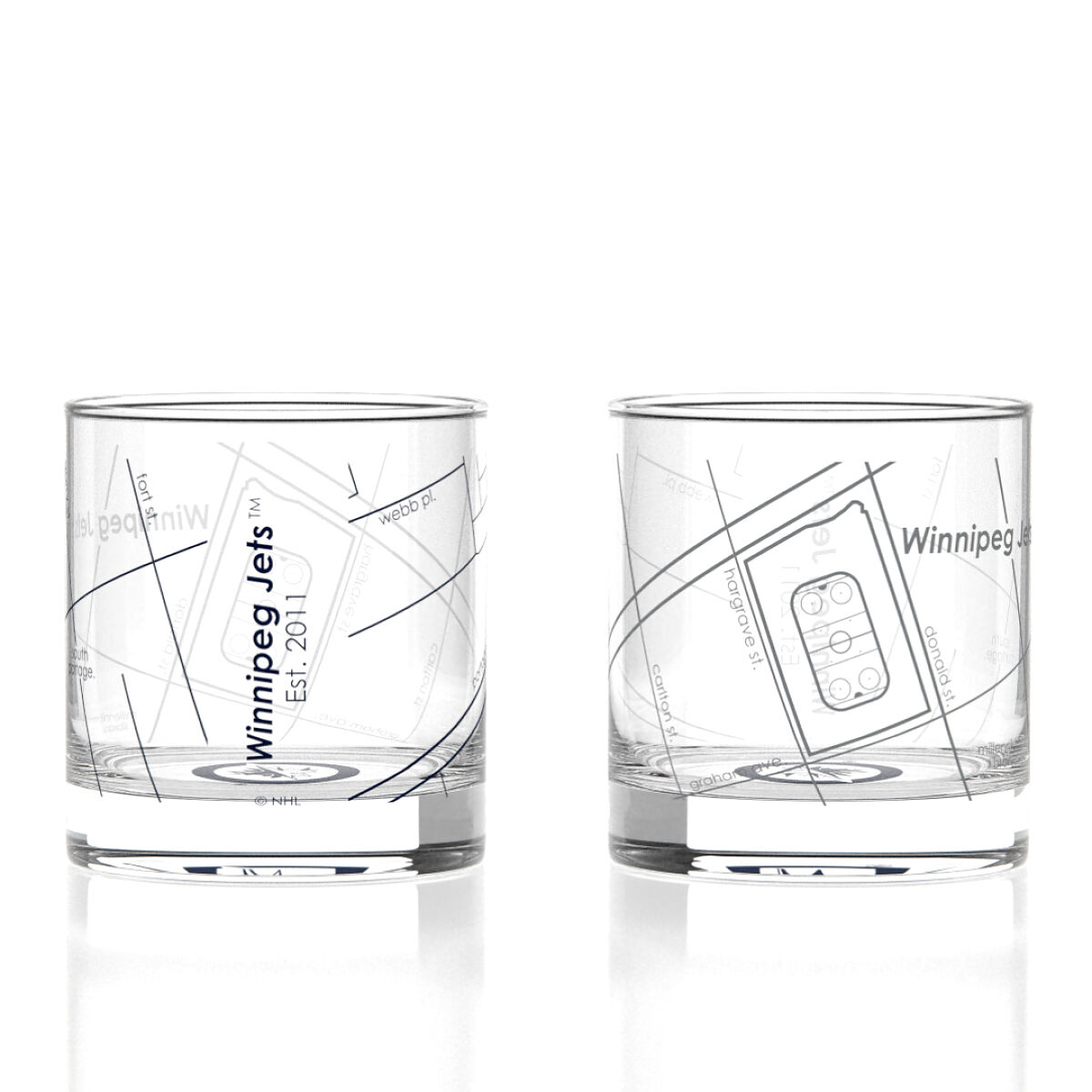 NHL Arena Map Glasses - Set of 2 - Winnipeg Jets