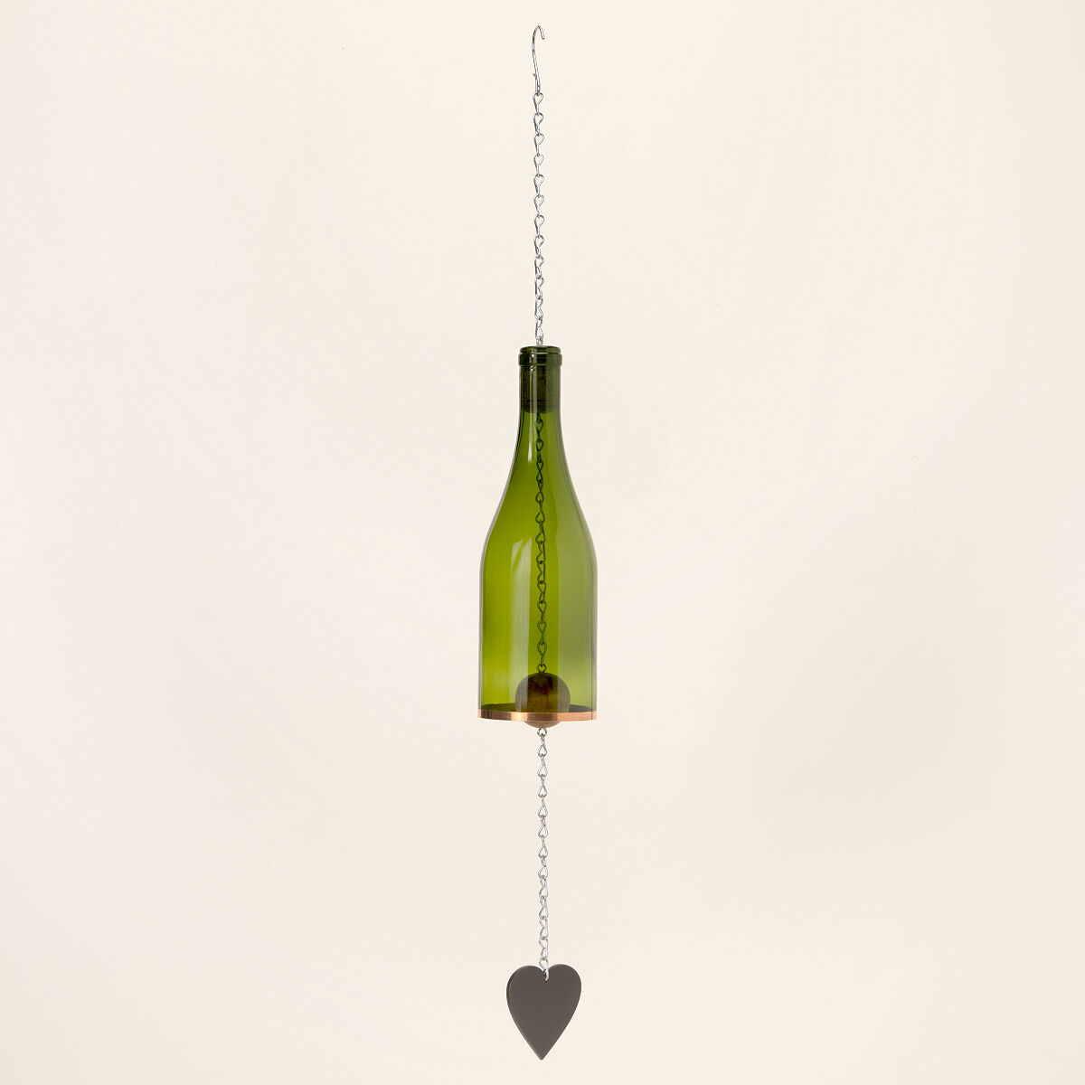 Upcycled Wine Bottle Heart Chime - Green