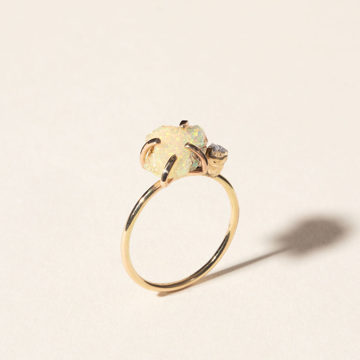 14k Gold Milky Way Opal Ring - Size 6
