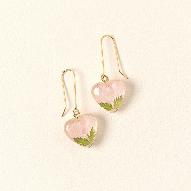 Uncommon Goods June Rose Birth Month Flower Heart Earrings