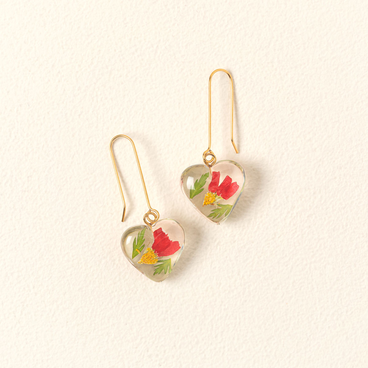 Birth Month Flower Heart Earrings - November Chrysanthemum