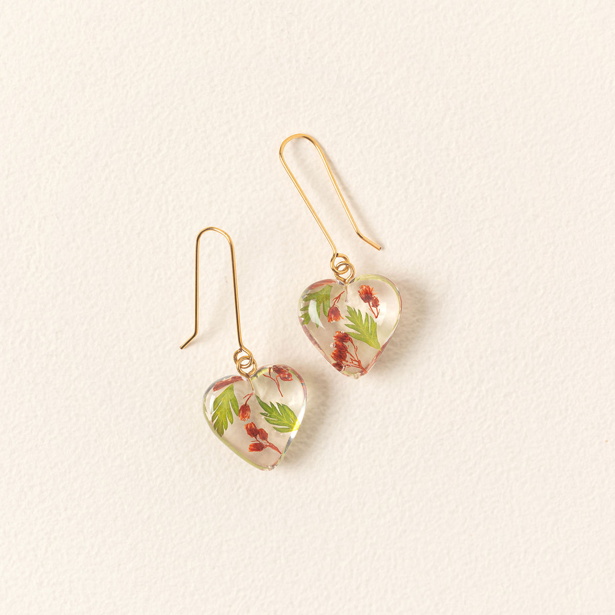 Birth Month Flower Heart Earrings - December Holly & Ivy (Weavers Bloom & Flowers)
