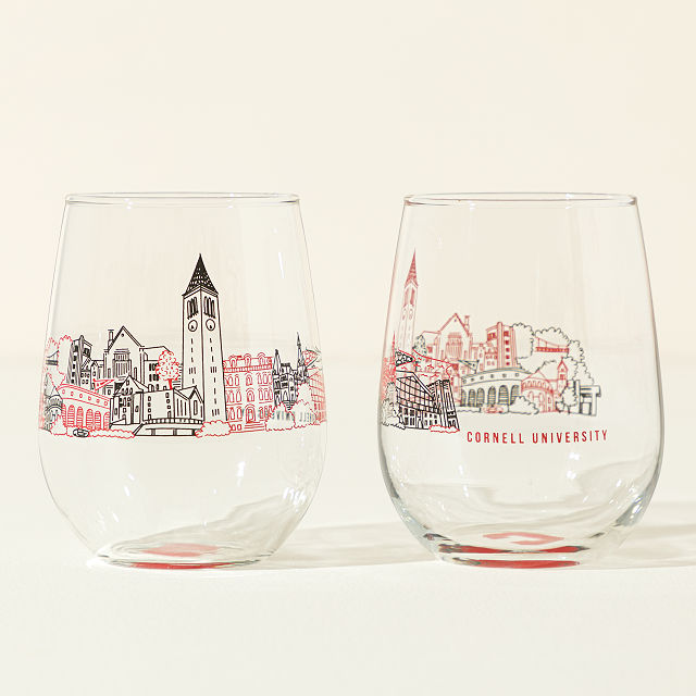 College Cityscape Wine Glasses - Set of 2