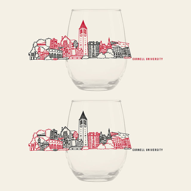 College Cityscape Wine Glasses - Set of 2