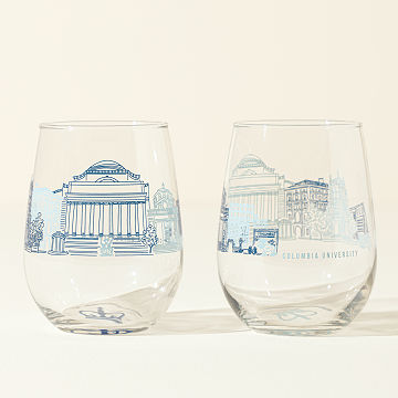 College Cityscape Wine Glasses - Set of 2