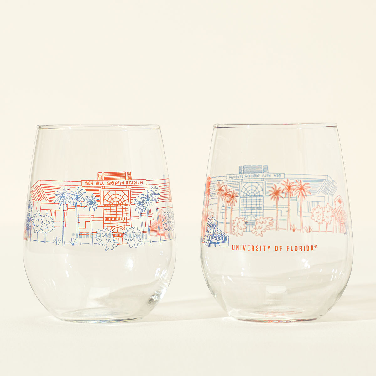 College Cityscape Wine Glasses - Set of 2 - University of Florida