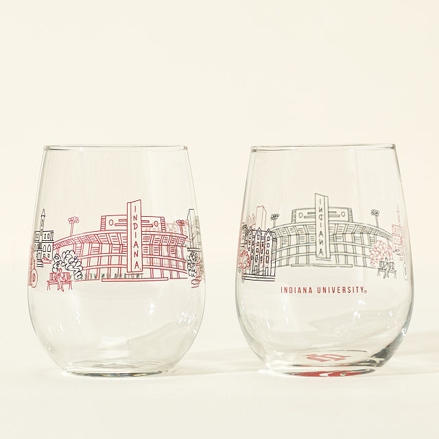 College Cityscape Wine Glasses - Set of 2