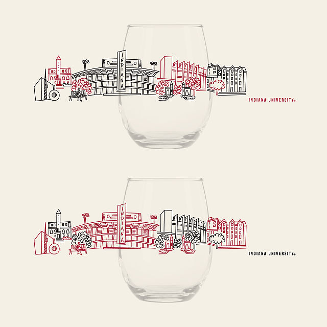 College Cityscape Wine Glasses - Set of 2