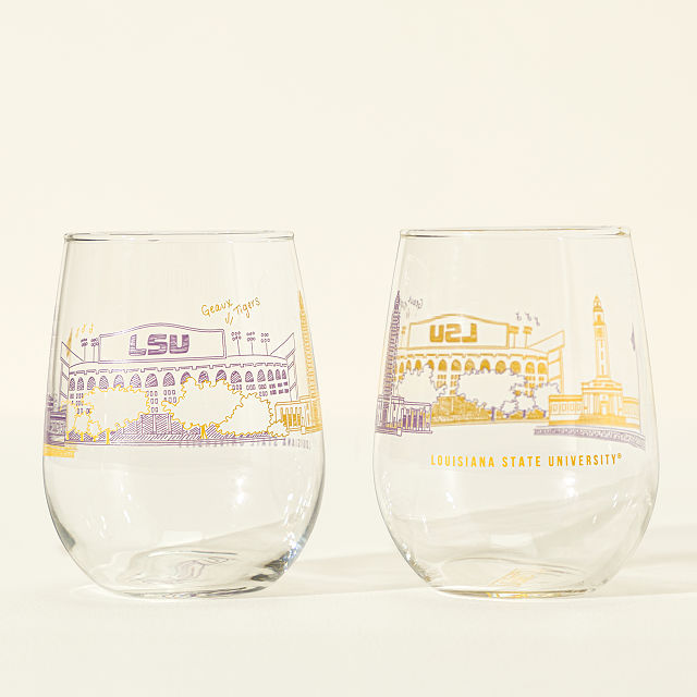 College Cityscape Wine Glasses - Set of 2