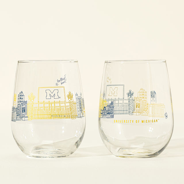 College Cityscape Wine Glasses - Set of 2