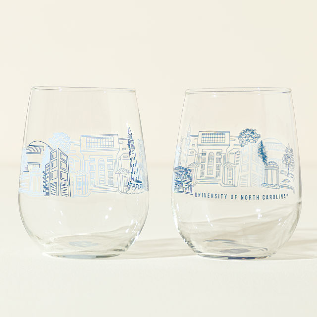 College Cityscape Wine Glasses - Set of 2