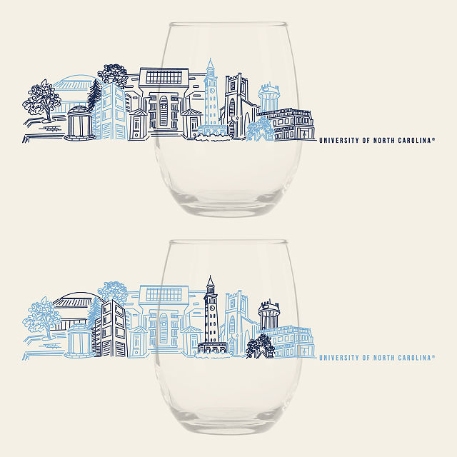 College Cityscape Wine Glasses - Set of 2