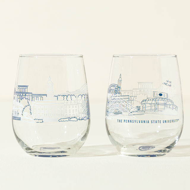 College Cityscape Wine Glasses - Set of 2