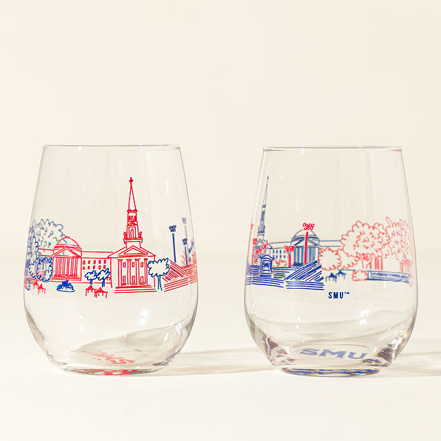 College Cityscape Wine Glasses - Set of 2