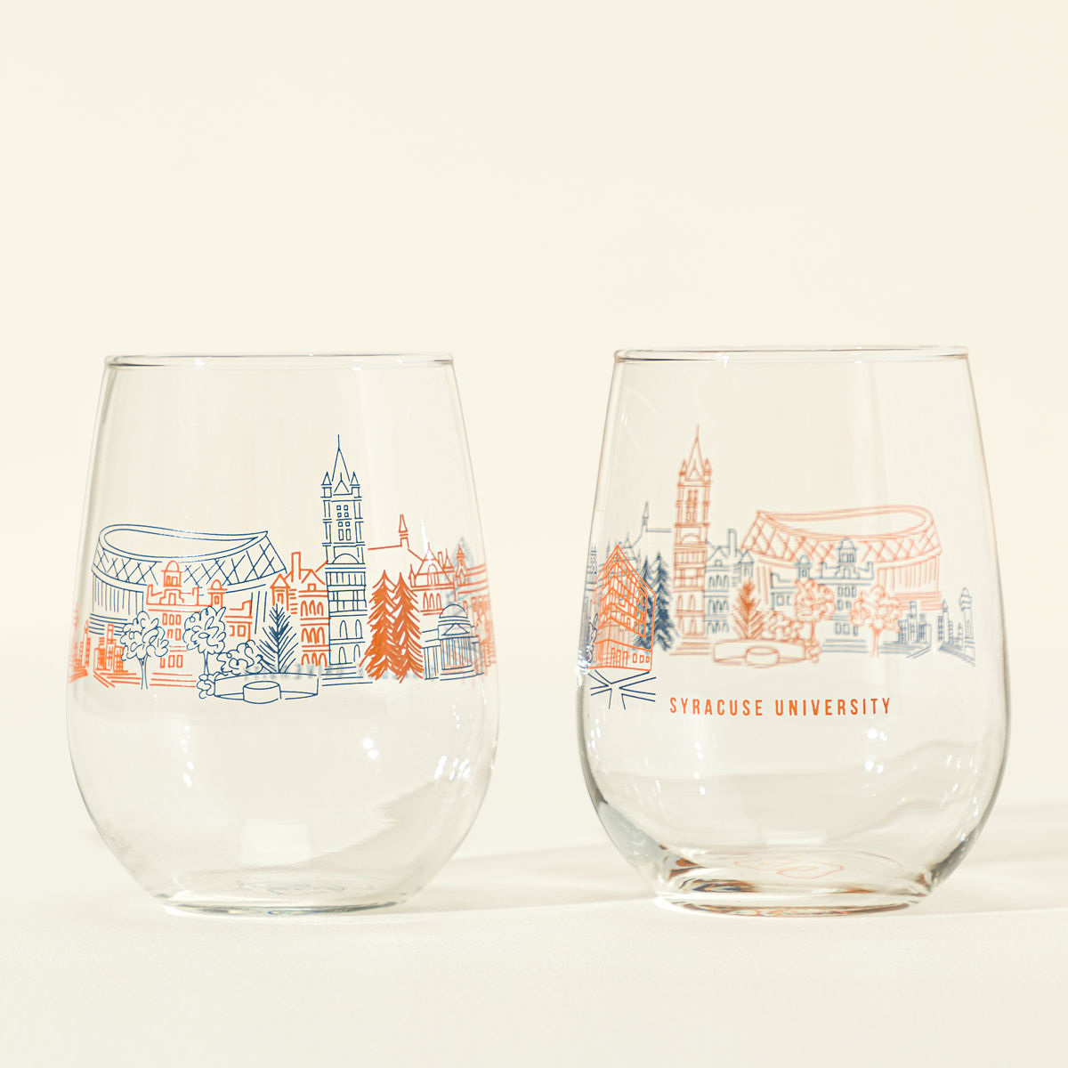 College Cityscape Wine Glasses - Set of 2 - Syracuse University