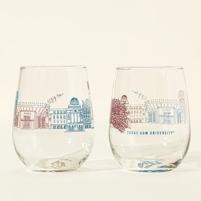 Uncommon Goods College Cityscape Wine Glasses - Thumbnail 3