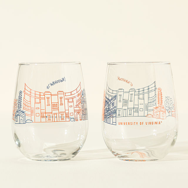 College Cityscape Wine Glasses - Set of 2