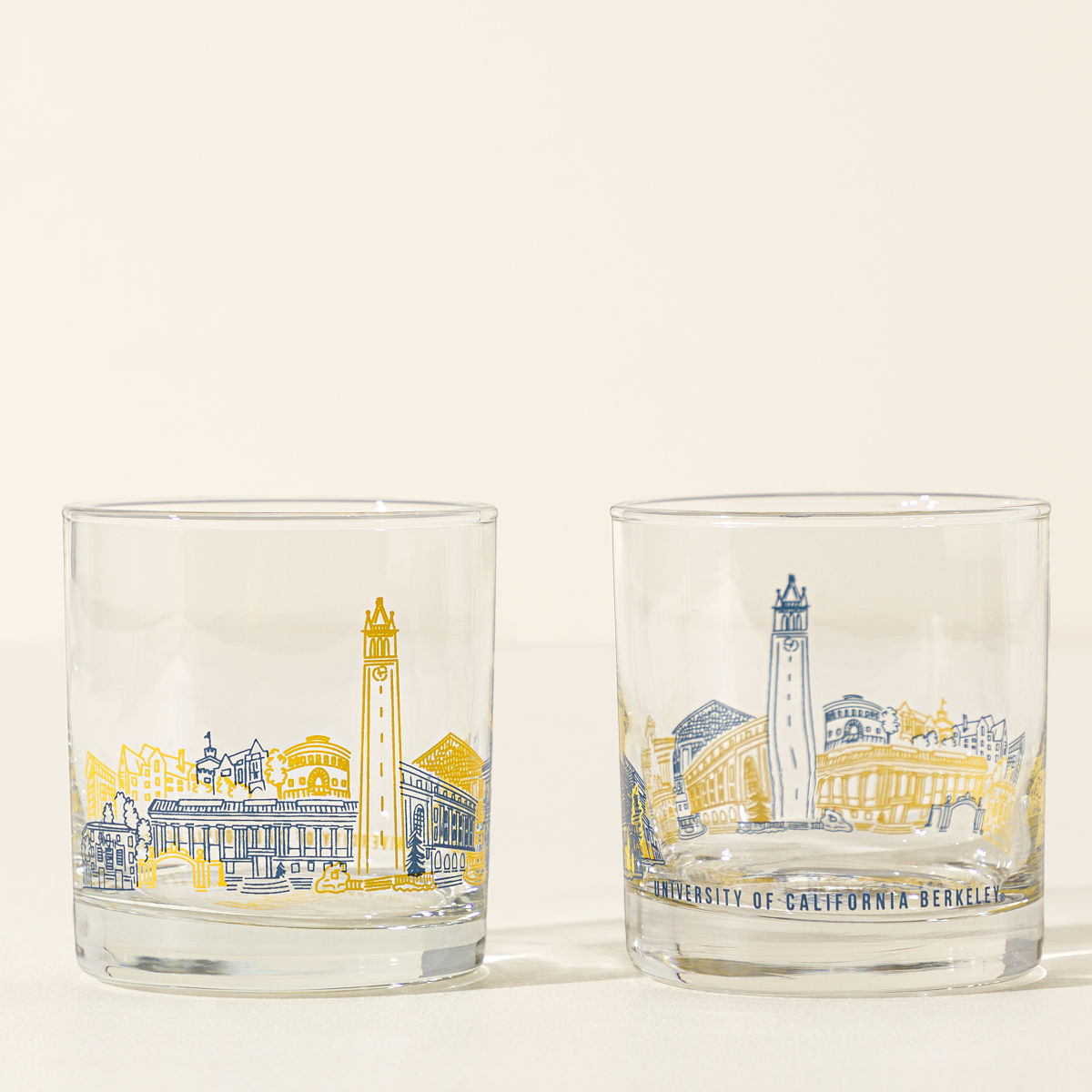 College Cityscape Rocks Glasses - Set of 2 - University of California - Berkeley