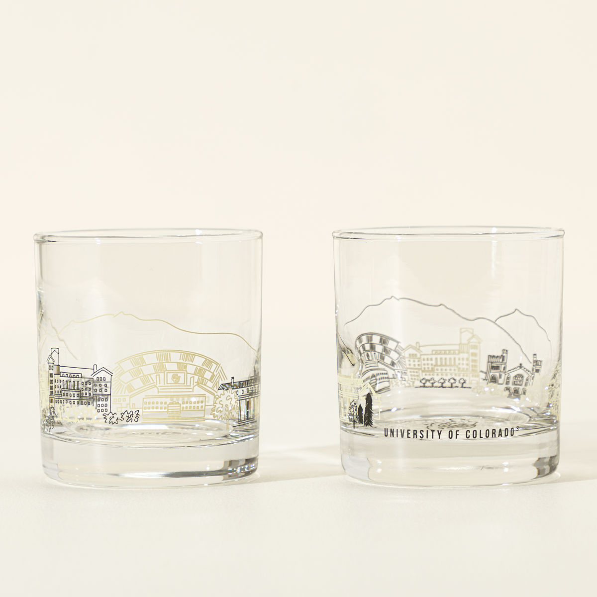 College Cityscape Rocks Glasses - Set of 2 - University of Colorado