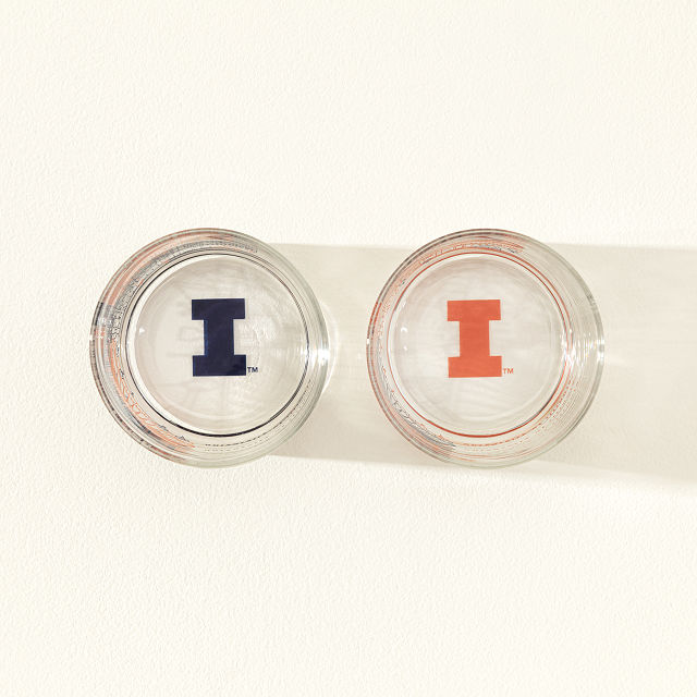 College Cityscape Rocks Glasses - Set of 2