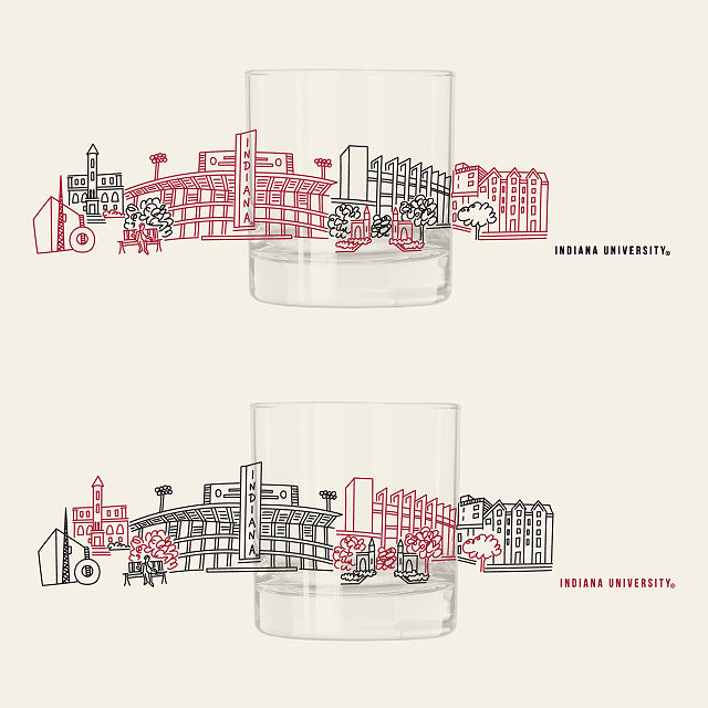 College Cityscape Rocks Glasses - Set of 2
