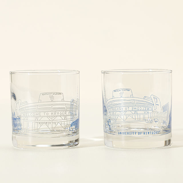 College Cityscape Rocks Glasses - Set of 2