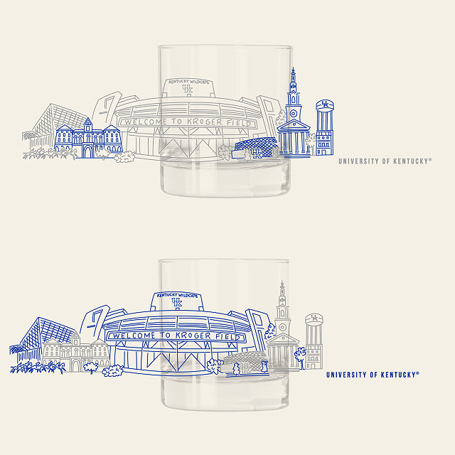 College Cityscape Rocks Glasses - Set of 2