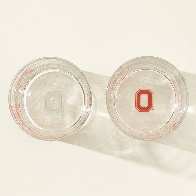 College Cityscape Rocks Glasses - Set of 2