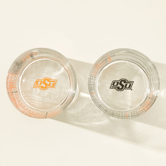 College Cityscape Rocks Glasses - Set of 2