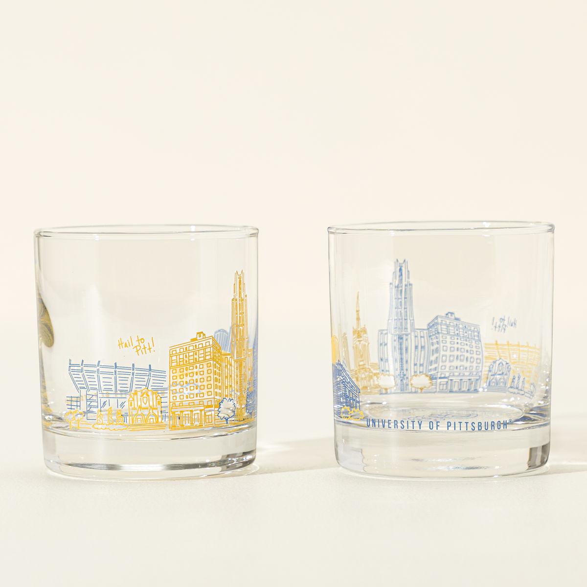College Cityscape Rocks Glasses - Set of 2 - University of Pittsburgh